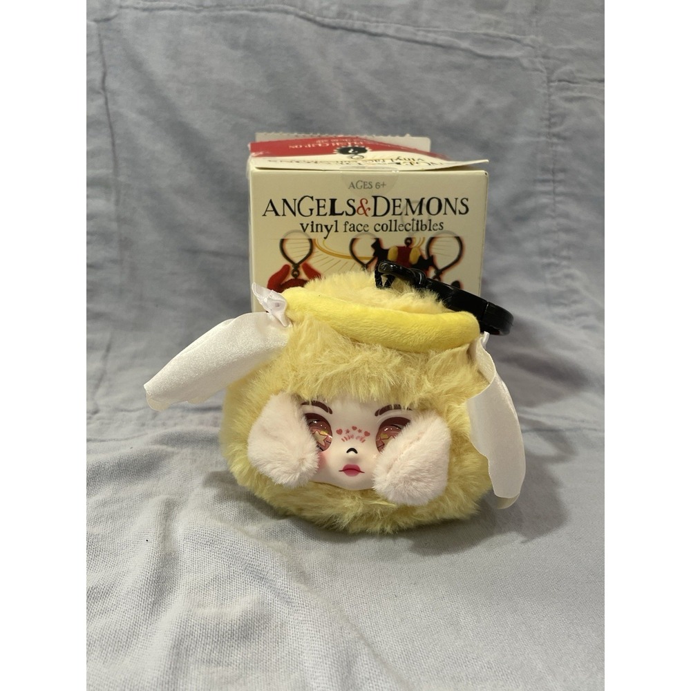 NEW Angels‎ & Demons Vinyl Face Collectibles Plush Keychain Clip-On Yellow Angel